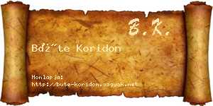 Büte Koridon névjegykártya